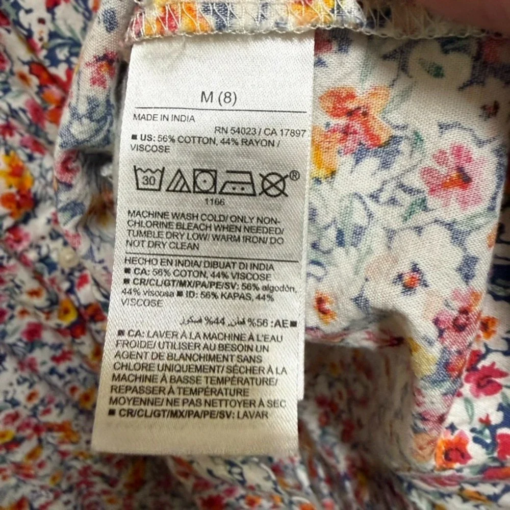 Old Navy Floral Short Sleeve Floral Print Swing Dress‎ Size M 8 Blue Red Yellow